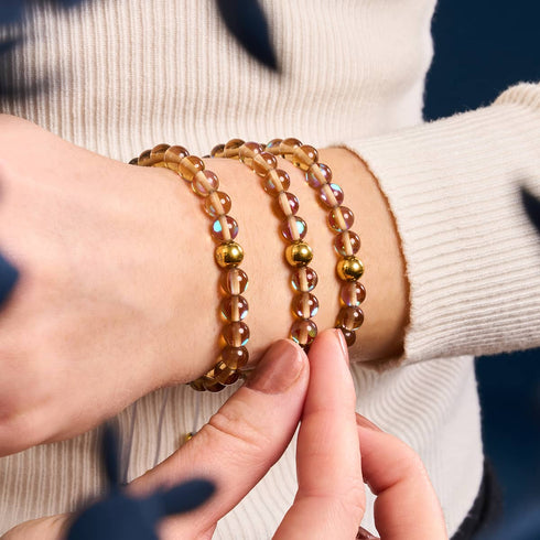 Terra | Gold | Galaxy Glas Makramee Perlen Armband
